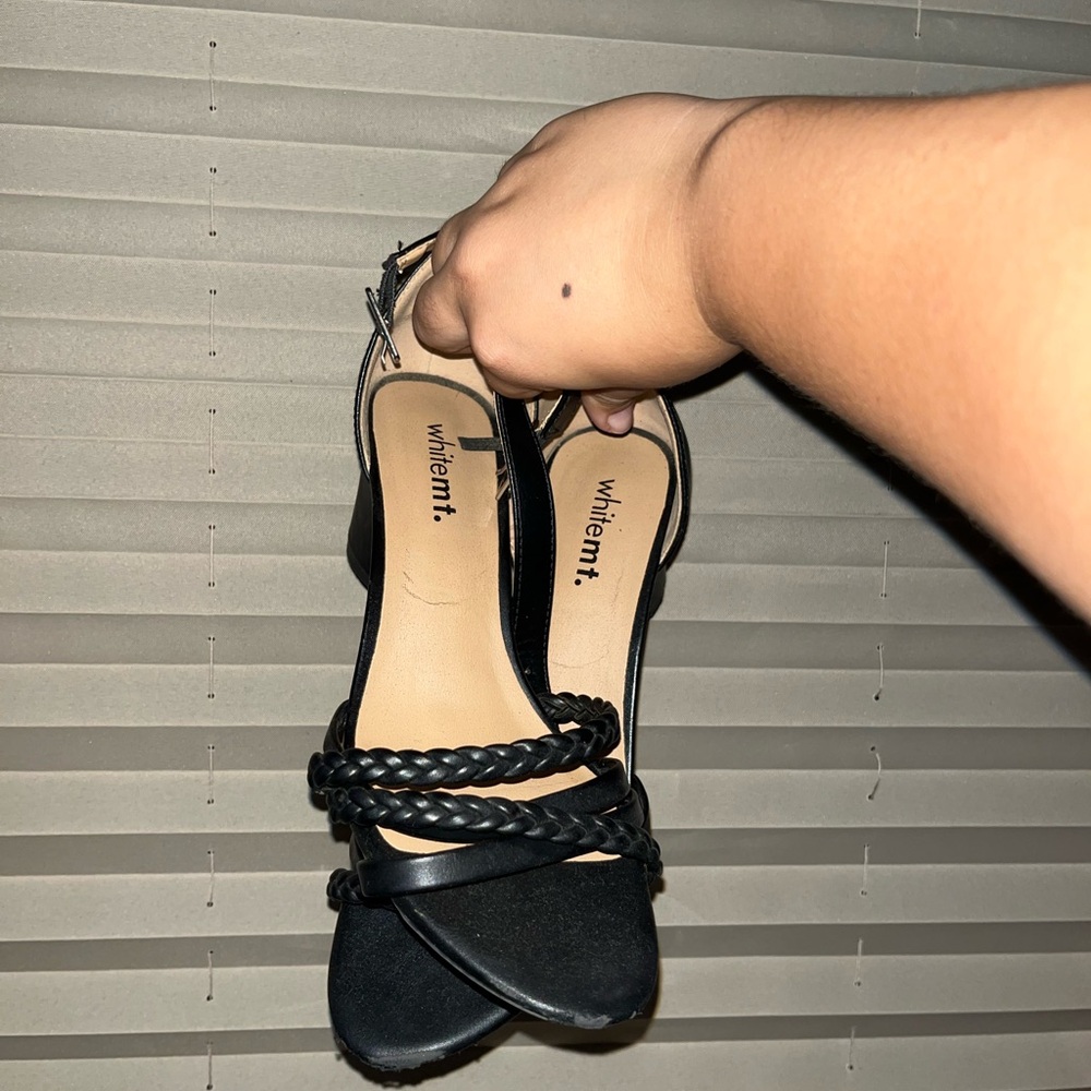 Whirlwind Black Braided Strap Heels